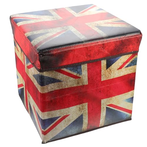 CALLARON Taburete Plegable de Almacenamiento Vintage Bandera Británica, Otomana para Sala y Dormitorio, Banco Compacto de Tela Resistente para Organizar y Decorar Espacios Interiores