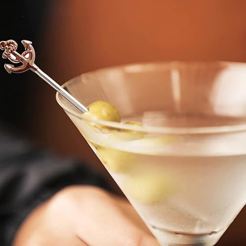 Miniatura 5 de RRRuo - Púas de cóctel de ancla reutilizables de acero inoxidable para aperitivos, aceitunas, sándwiches, cerezas para adornar, tenedores de frutas,