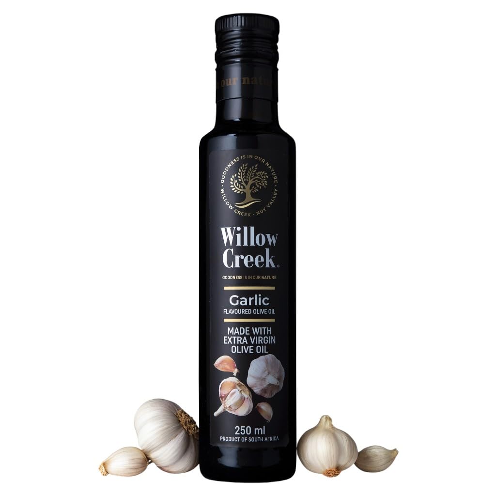 Willow Creek | Garlic Olive Oil | 250ml | Globally Award Winning | Extra Virgin | Cold Pressed | Cooking | Dipping | Flavoured | Pairs with Pasta, Pizza, Chicken, Veg | Garlic Extra Virgin Olive Oil