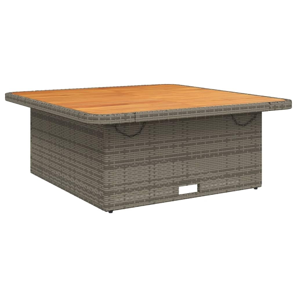 Conjunto de comedor de jardín para terraza con respaldo ajustable y tablero de mesa en color gris de poliratán, incluye cojines y fundas extraíbles
