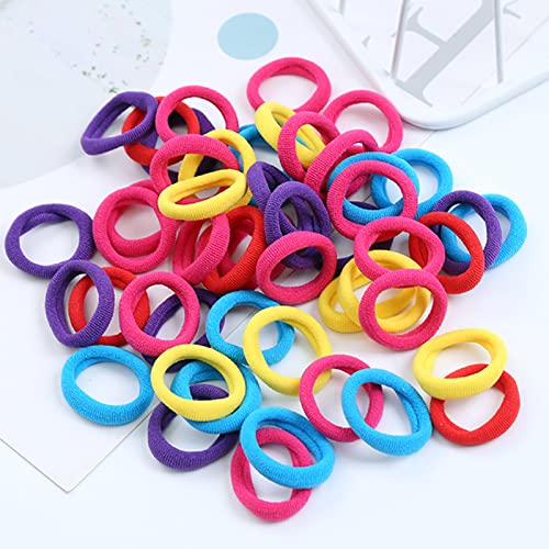 LLTGMV 50 Pcs Baby Hair Ties, Cotton Toddler Hair Ties for Girls and Kids, Multicolor Small Seamless Hair Bands Elastic Ponytail Holders