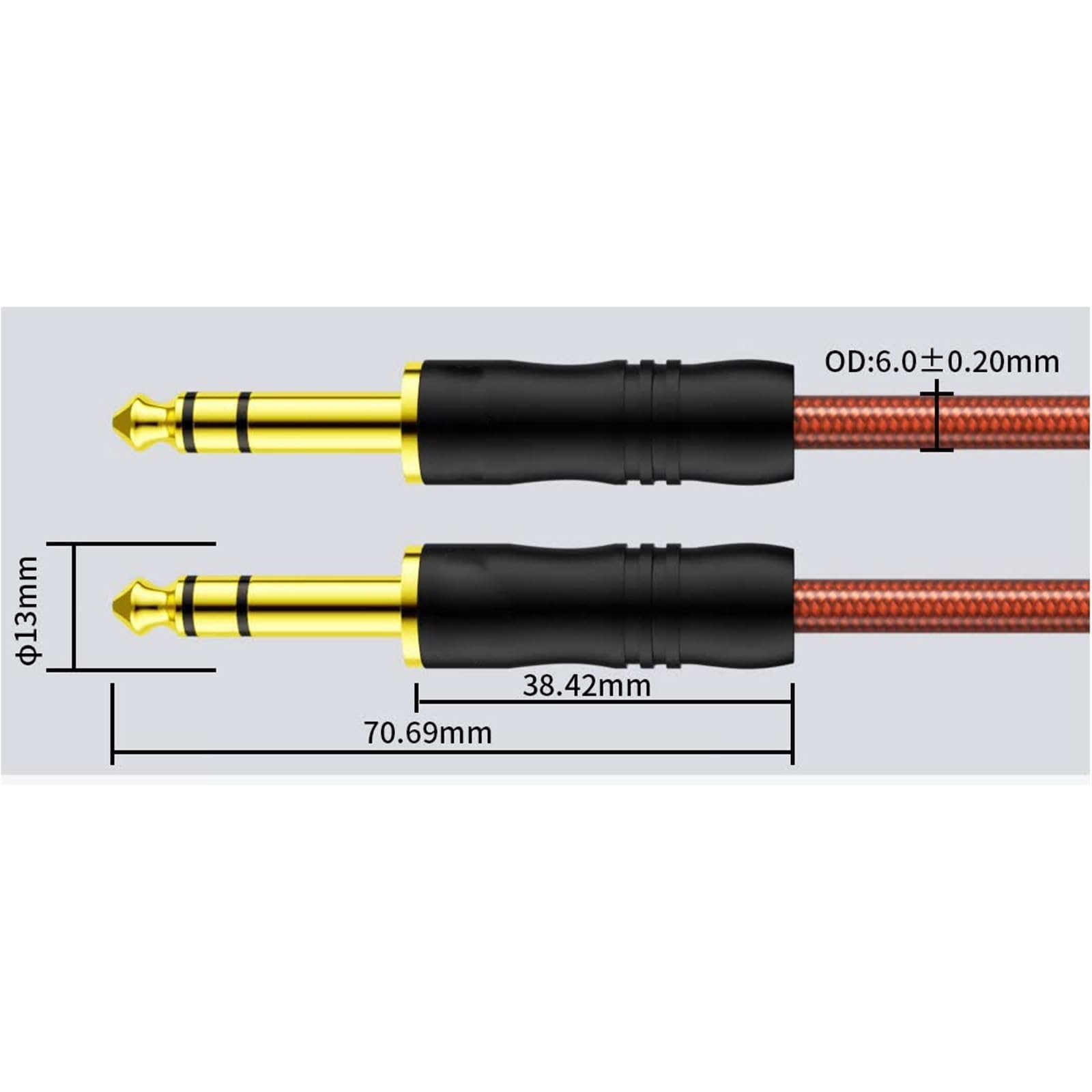 Profesional Cable De Audio Para Guitarra Cable Balanceado Estéreo De Cobre Libre Oxígeno Plateado 6,5 Mm