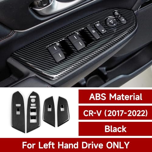 Image of Car Window Lift Switch Control Decals for Honda CR-V 2017-2022 Accessories CRV ABS Carbon Fiber Stickers (Without Rear Seat Heating Buttons)