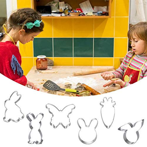 Conjunto de 6 cortadores de biscoito de Páscoa para crianças – Molde de biscoito em forma de desenho