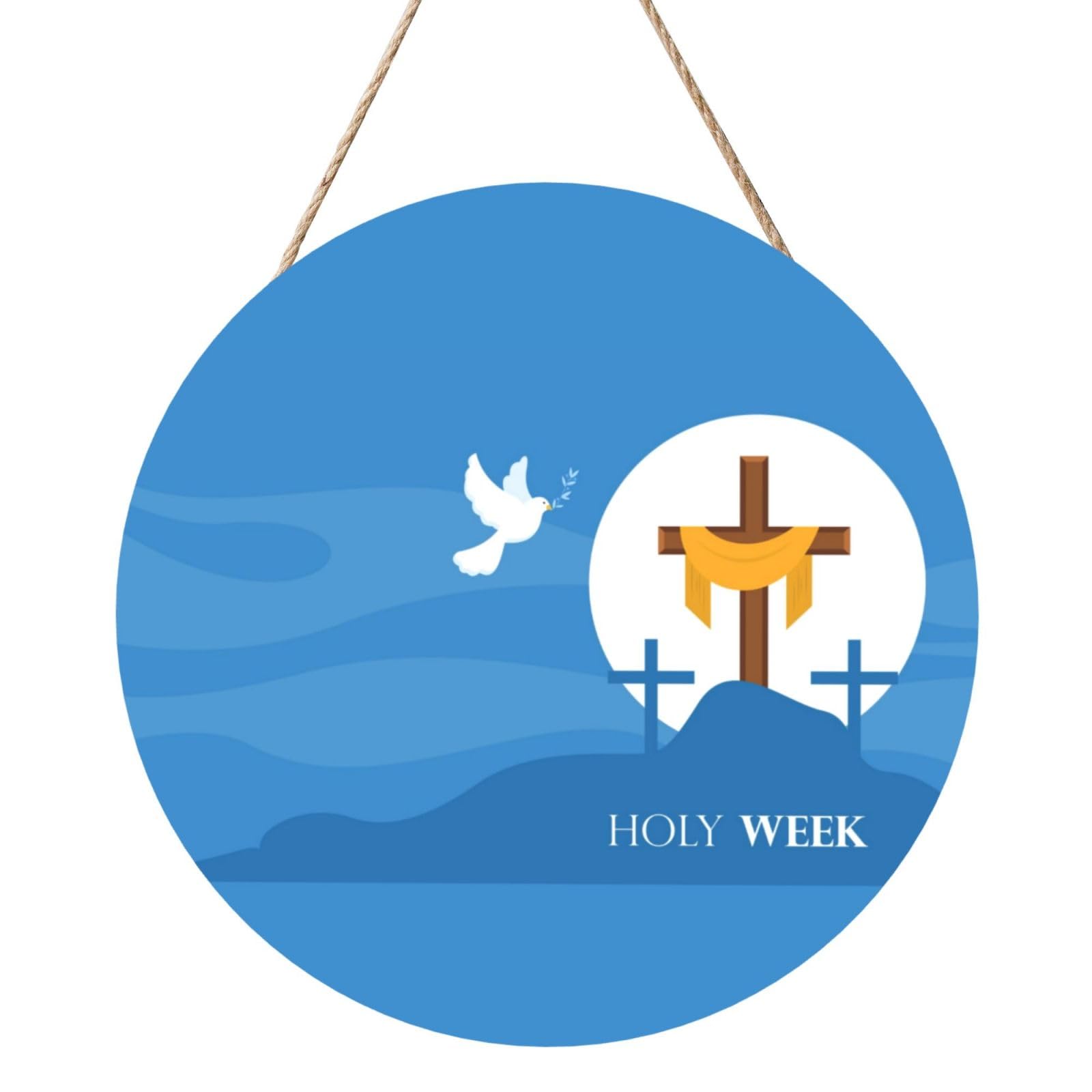 Holy Week Door Signs Plaques Wood Welcome Sign For Front Door Wall Hanging For Home Farmhouse Office Classroom Party Decoration