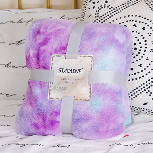Staolene Throw Blanket, Faux Fur Blanket Super Soft Cozy Sherpa Throw Blanket Fleece Fuzzy Rainbow Blankets For Couch Sofa Bed (Pink Purple, 50" X 60") #TOP1