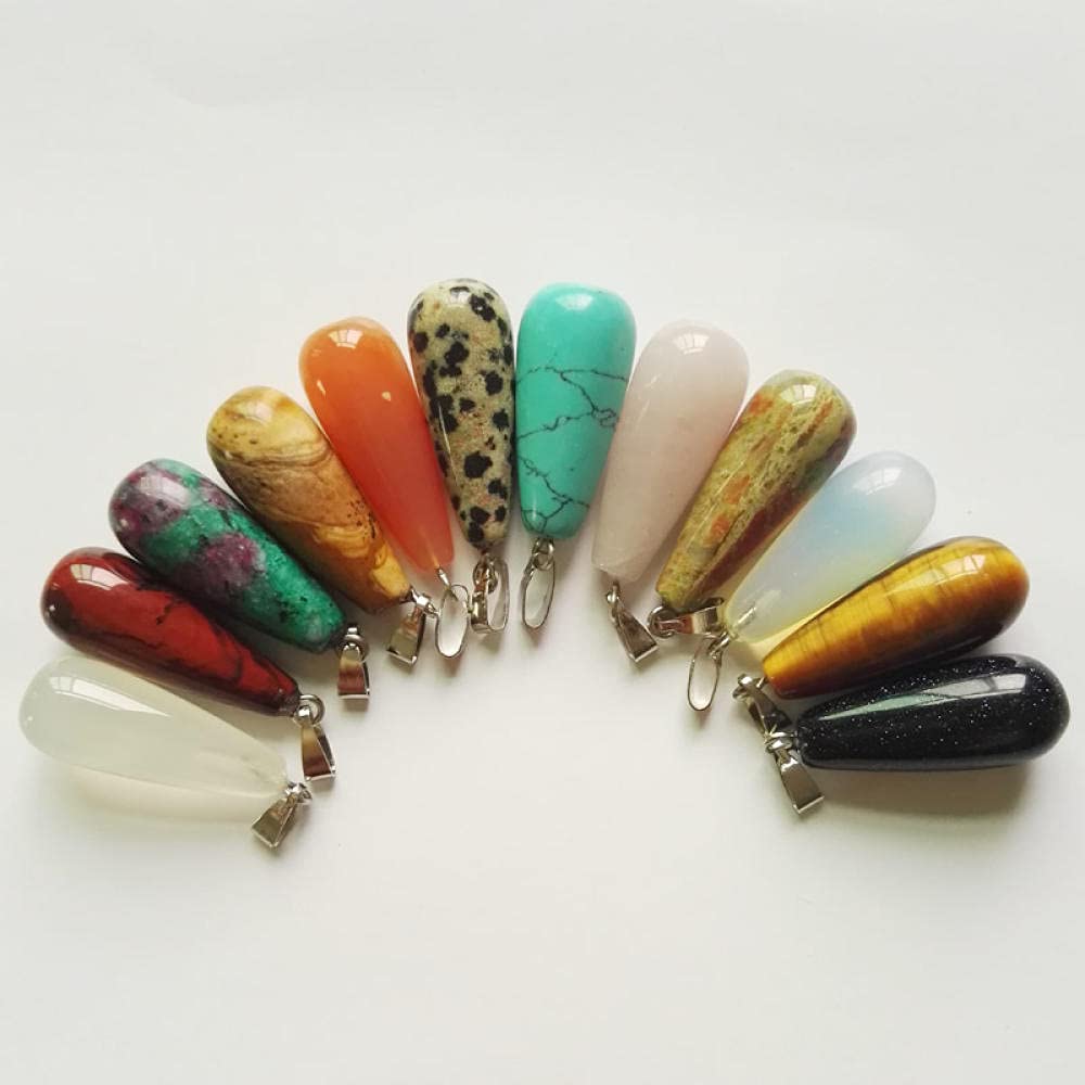 WANM Ciondoli per Collane con Goccia d'Acqua in Pietra Naturale Mista da 50 Pezzi per Gioielli Che Fanno Fascino Tiger Eye Opal Onyx