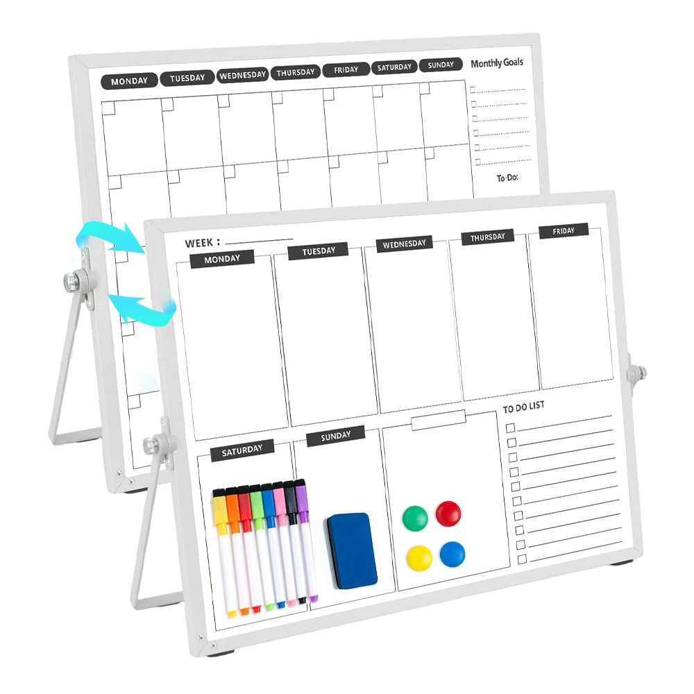 Double Sided Whiteboard Calendar, Weekly & Monthly Planner Whiteboard