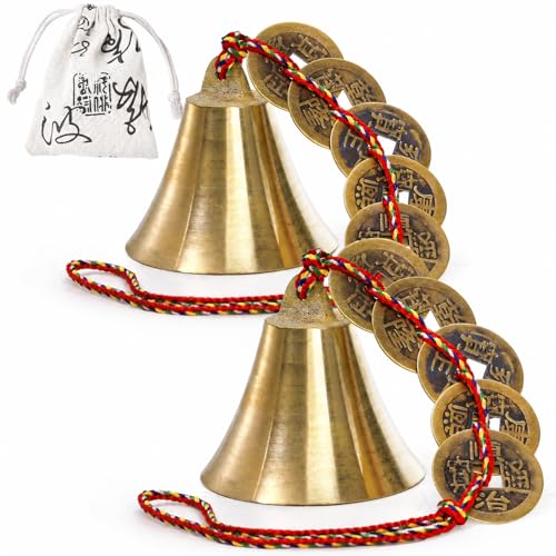 YOUEON 2 Pcs Chinese Lucky Bell for Wealth and Safe...