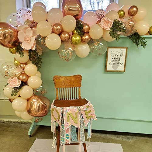 Image of Blush Rose Gold Balloon Garland Arch Kit, 119 Pieces Peach Pink Gold Pastel Orange Metallic Rose Gold Confetti Balloon Garland Kit for Girls Women Birthday Wedding Baby Bridal Shower Party Decorations