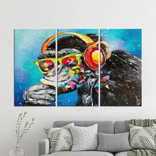 Affiches sur toile DJ Monkey pour salon moderne déco murale singe