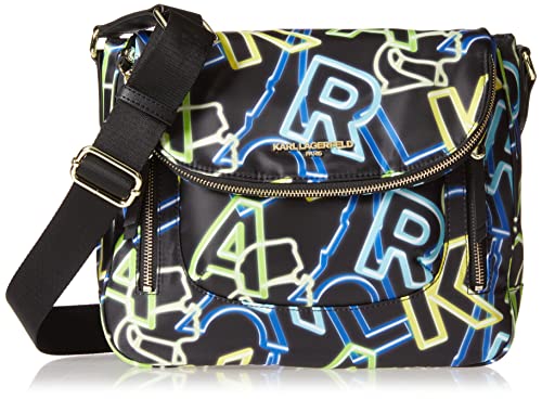 Karl Lagerfeld Paris womens Cara Messenger Cross Body, Black/Neon Clps Maybelle Slg, One Size US