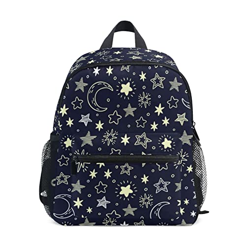 Hand Drawn Stars And Moon Kids Backpack Light Toddler Bag With Chest Strap And Whistle Mini Schoolbag Travel Bag For 3-8 Boys Girls #TOP14