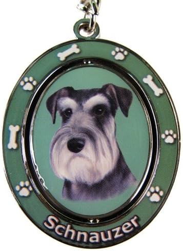 Schnauzer, Uncropped Key Chain "Spinning Pet Key Chains"Double Sided Spinning Center With Schnauzer, Uncroppeds Face Made Of Heavy…