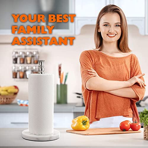 Paper Towel Holder Countertop,Marble Base, Free Standing Paper Towel Holder Stand Fits Standard And Jumbo Sized Paper Towel (Polished Chrome) #TOP7