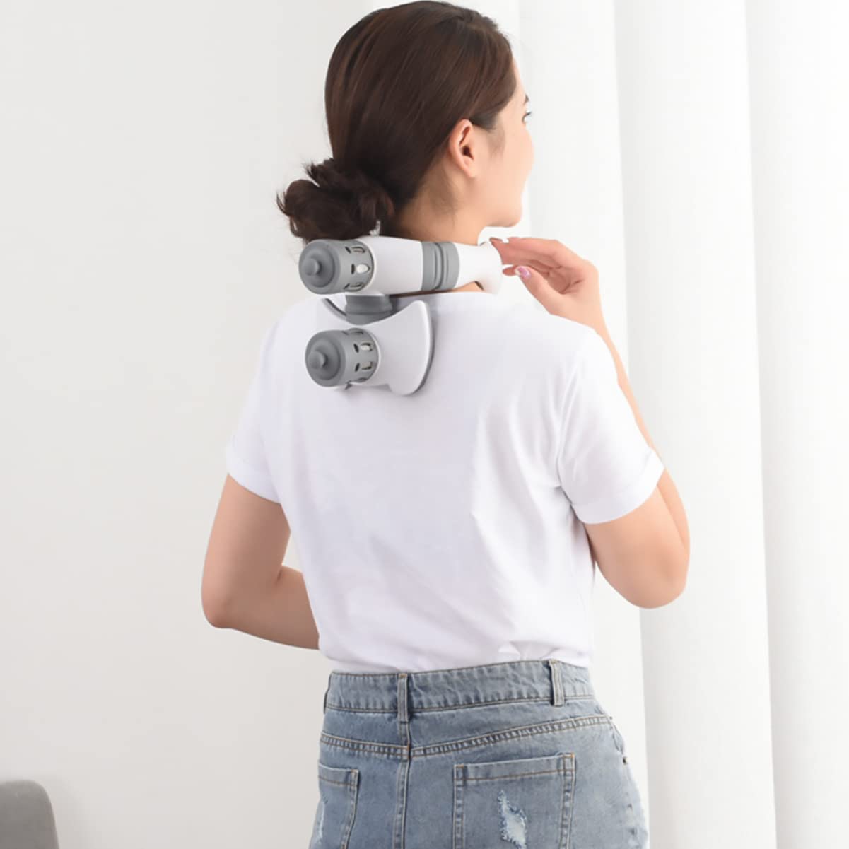 FRCOLOR 2 Stk Ai-Halsinstrument Nackendehner Massagegerät Haken tragbar Rebreather auslösen heizlùfter massagegurt Nackenpflege Halswirbel Moxibustion Instrument Rostfreier Stahl Weiß