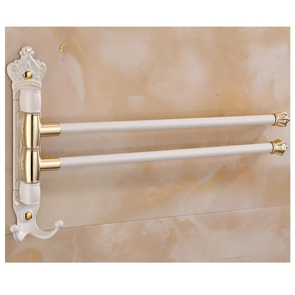 LMYSXAOZ Vintage Swing Out Towel Bar, Swivel Rack Bar Rails for Bathroom, Wall Mounted Folding Arm Hand Hooks Hanger Holder Space Saving Laundry, Kitchen 2Bars
