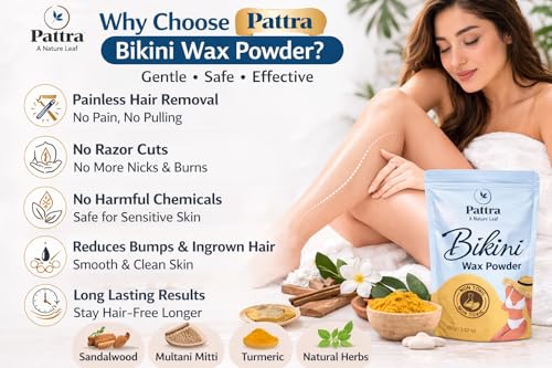 Image of Bikini Wax Powder for Women | Painless Herbal Hair Removal Powder for Women Bikini Area, Legs, Hands & Underarms with No Harmful Chemicals, No Irritation, No Skin Rashes(100GM)