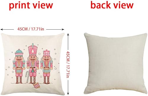 Miniatura 3 de EUBUY Juego de 4 fundas de almohada rosas de Navidad de 18 x 18 pulgadas, fundas de almohada cuadradas de lino, fundas de almohada decorativas de