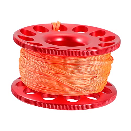 Bobine de plongée en aluminium rouge UPKOCH avec dévidoir robuste et crochet