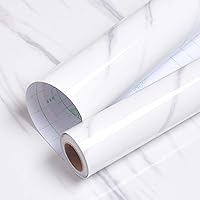 Vista 1 de Livelynine Encimeras de papel de contacto de mármol para despegar y pegar, impermeable, papel tapiz de mármol blanco, cubiertas superiores, papel
