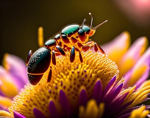 Poster Ant Drinks Dew From a Flower pour salon moderne 58x90cm