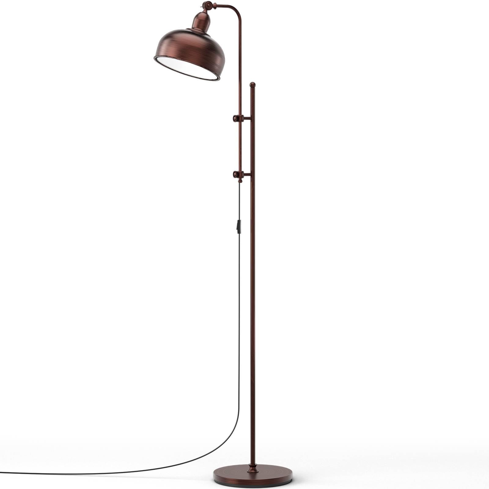 Industrial Floor Lamp, Rustic Standing Corner Lamp with Adjustable Heights, Rotating Head & E27 Socket, Metal Reading Floor Light for Bedroom Living Room Office