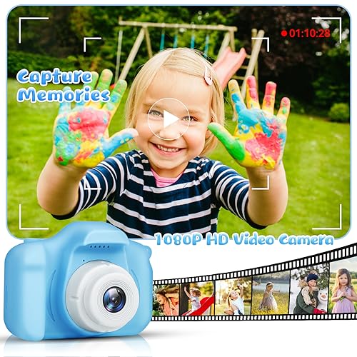 Image of Omeron (2 Years Warranty) Kids HD Camera 13MP Dual Lens Photo Video Selfie Toy Camera with Filters, Games, Rechargeable Battery, Educational Gift for Boys & Girls Age 4-15 (Blue)