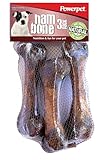 Powerpet Treats All Natural Ham Bone Dog Chew - Premium Quality - Long-Lasting and Delicious - Promotes Dental Health - Natural Ingredients - No Artificial Additives - Great for All Breeds - Pack of 3