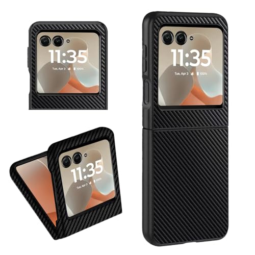 MEMELOKA Coque pour Motorola Razr 60/Razr 2025, Étui de Protection Anti-Rayures TPU Flexible, Fibre de Carbone Antichoc Coque pour Motorola Razr 60/Razr 2025,...
