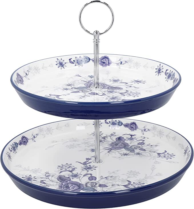 London PotteryBlue Rose Cake Stand