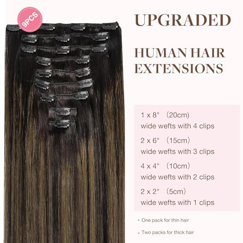 Image of GOO GOO Clip in Hair Extensions Real Human Hair Balayage Remy Extensions