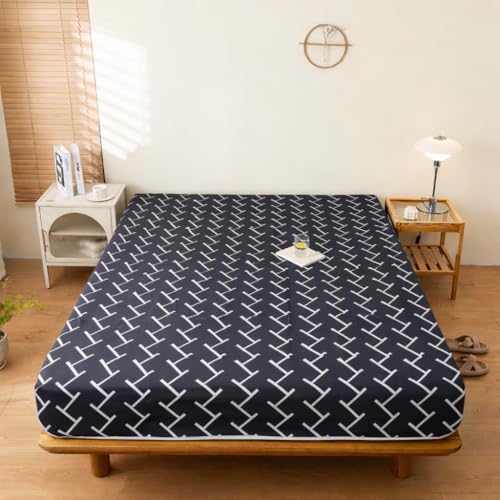 Image of Premium Cotton Printed Mattress Cover /Protector with Zipper Chain|Provides All Around Protection with 360 Encasing |Single Size Bed - 72x36+6 inches (3x6 ft Mattress) Brown White Striped