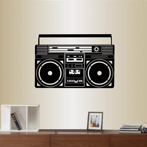 Wall Vinyl Decal Home Decor Art Sticker Classic Boombox Retro Audio Cassette Recorder Radio Room Removable Stylish Mural Unique Design 1720
