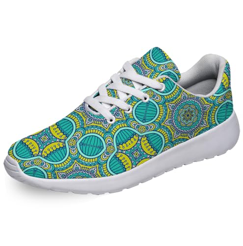 Women Men Ethnic Floral Prints Shoes Slip On Running Shoes Athletic Tennis Sneakers White Size 7