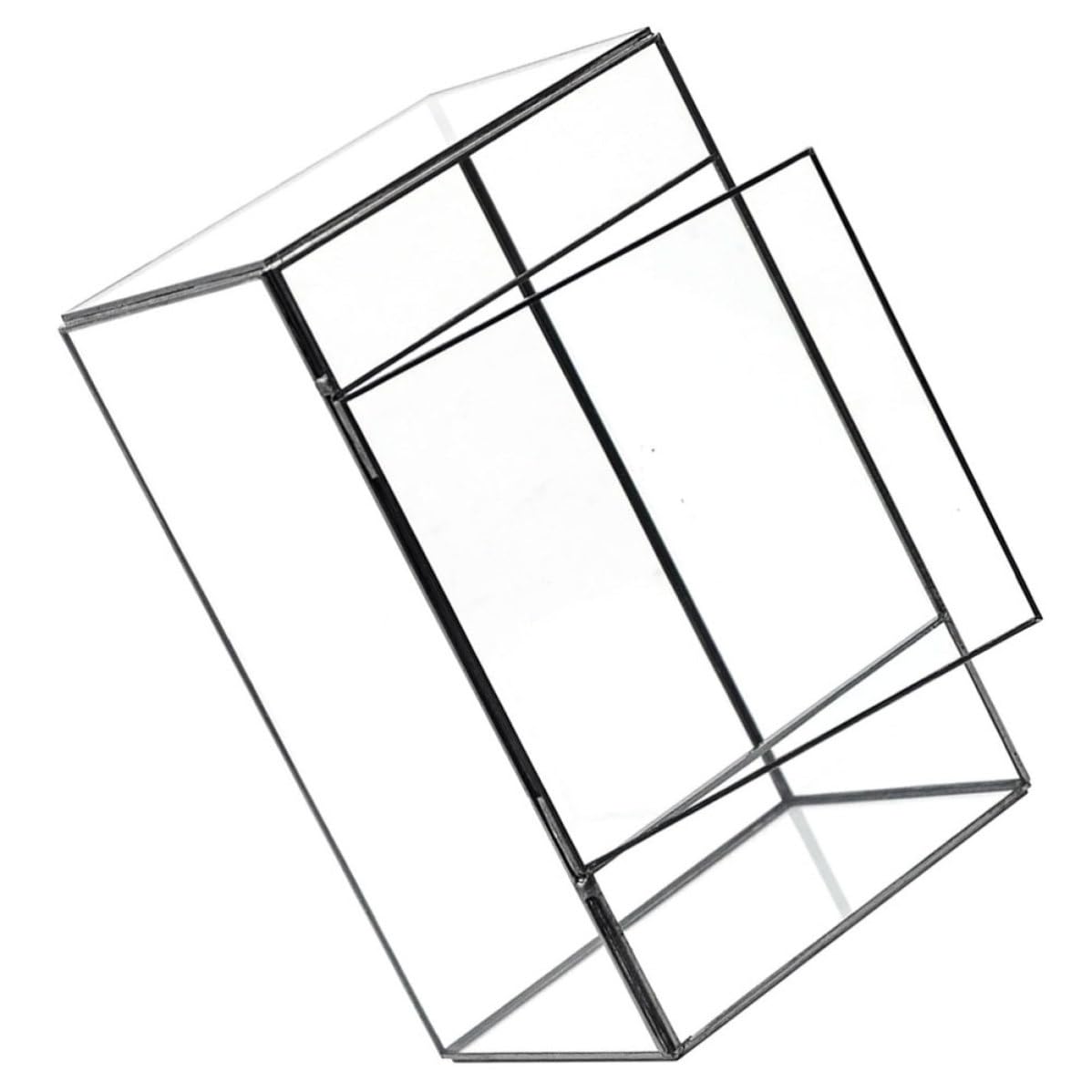 Handgefertigtes Dekoratives Terrarienglas Geometrisches Glas Terrarium aus Glas und Zinn Kleines Pflanzgefäß für Mikrolandschaften für Wohnzimmer und Patio