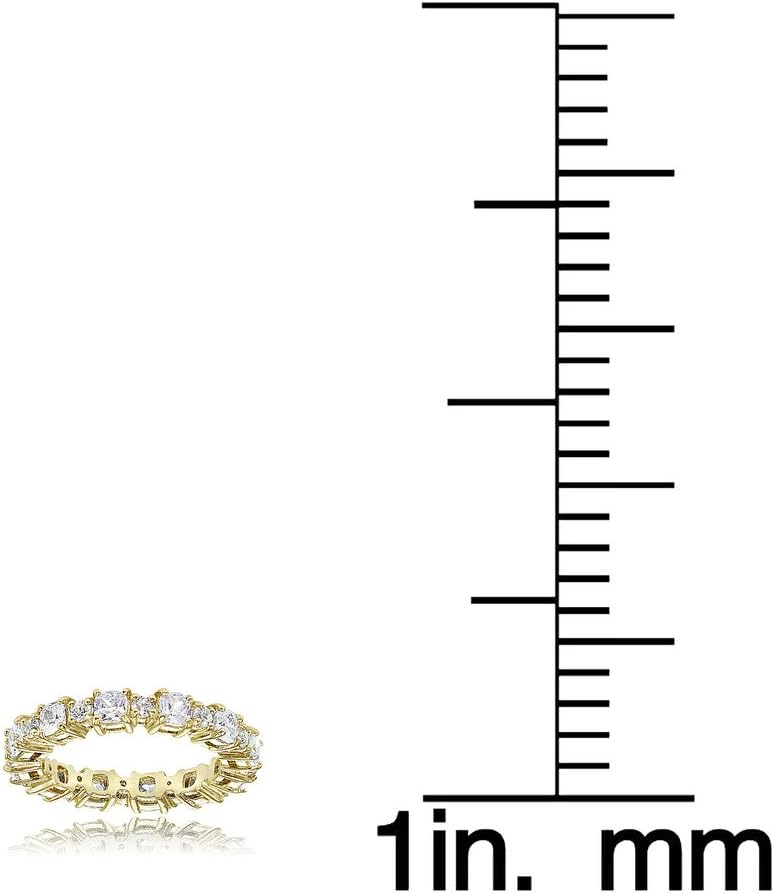 Hoops & Loops Sterling Silver Cubic Zirconia Cushion & Round-Cut Eternity Band Ring - Image 3