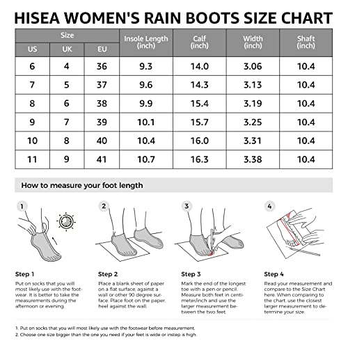 Hisea Women's Rain Boots Waterproof Rubber Rain Shoes For Ladies Mid Calf Garden Boots With Comfort Insole #TOP1