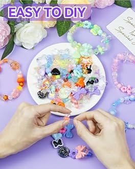 450PCS FIVEIZERO Assorted Acrylic Beads for Bracelet Making, Flower Star Heart Butterfly Candy Gummy Bear Kawaii Aesthetic Cute Beads for Jewelry Making, Keychains, Necklace, Phone Charms, DIY Crafts