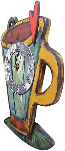 Miniatura 4 de Modern Artisans Reloj de pared para taza de café, madera tallada y peltre fabricada en Estados Unidos, 16"