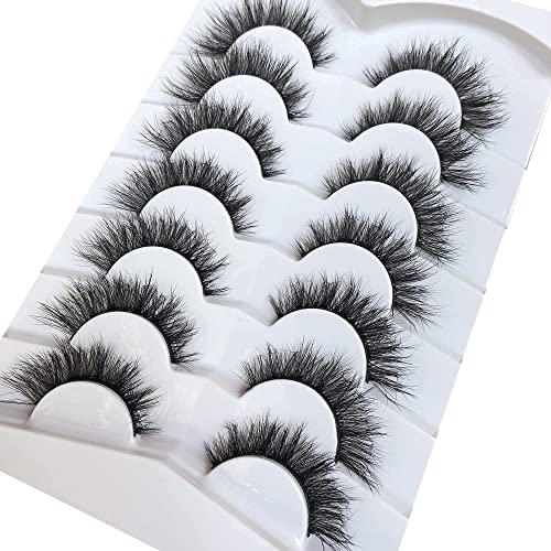Pooplunch False Eyelashes Cat Eye Look Natural Fluffy Lashes Wispy Short Fake Eyelashes Faux Mink Lashes 7 Pairs Multipack #TOP4