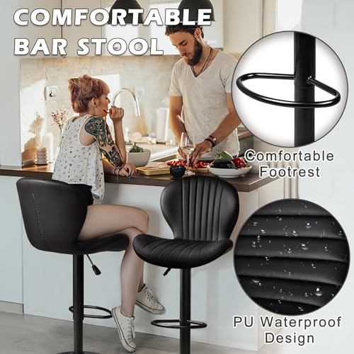Image of Waleaf Swivel Bar Stools Set of 4, Adjustable Counter Height with Backrest
