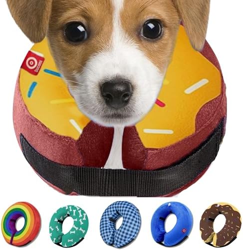 Inflatable Dog Cone Collar – Soft, Comfortable & Adjustable for Small Medium Large Dogs & Cats, Anti-Lick Recovery Donut E-Collar for After Surgery (Donut, L)