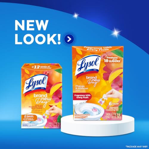 Lysol Click Gel Toilet Bowl Cleaner, Gel Stamp, Mango, 6 Count