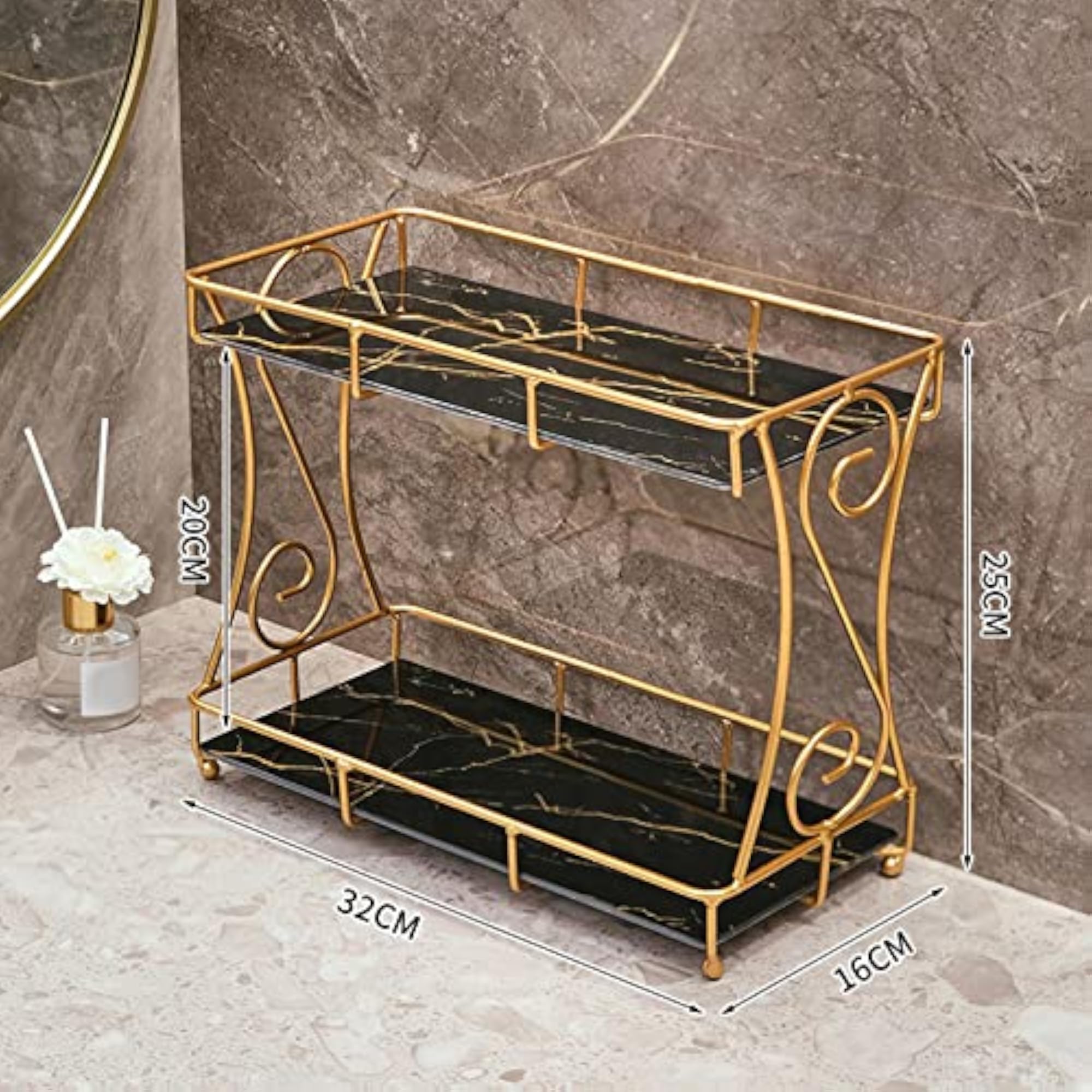 Iron Cosmetic Storage Rack for Bathroom Countertop
