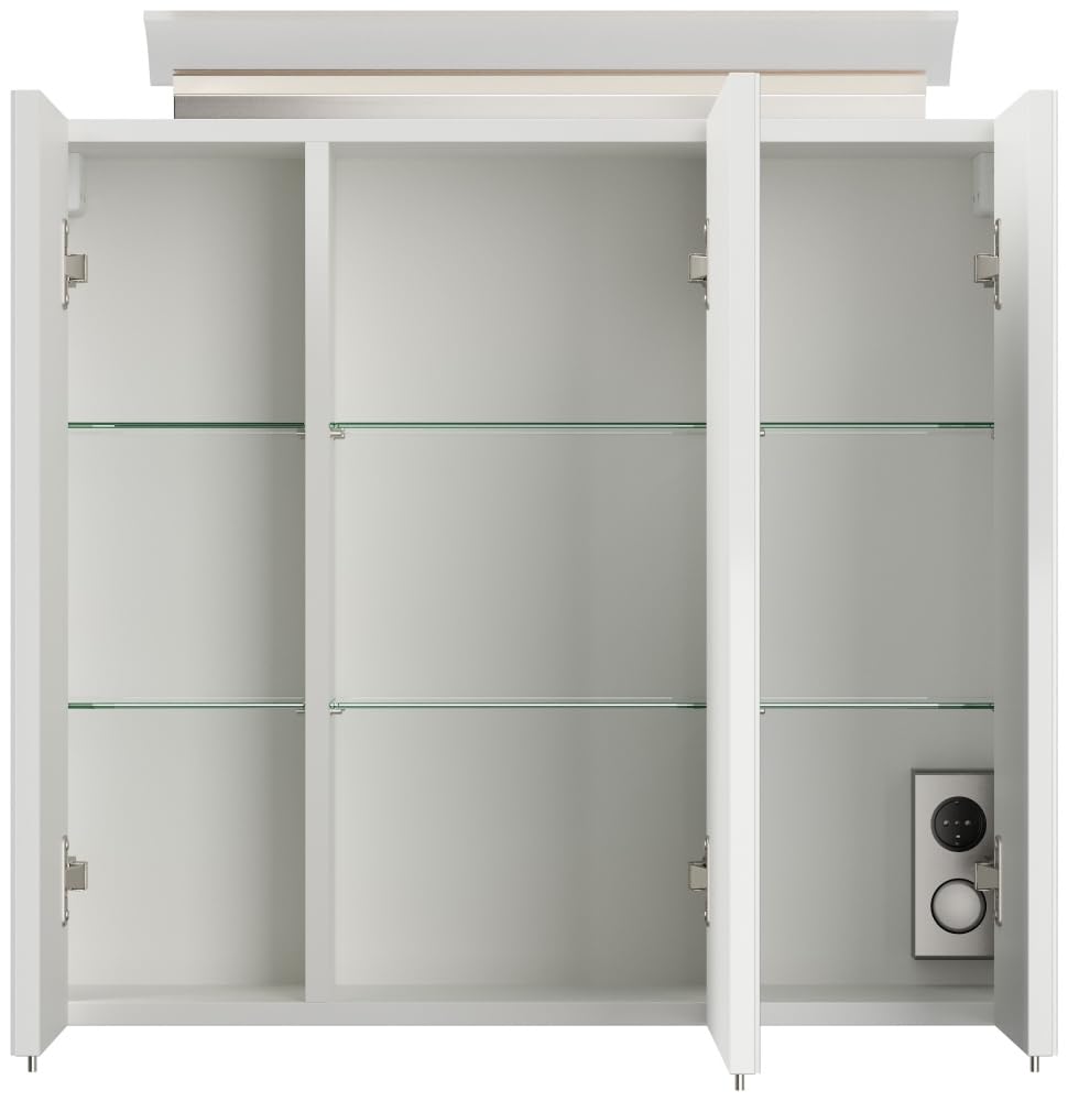 Badmöbel Set Firenze 70 3tlg. Spiegelschrank & Seitenschrank weiß hochglanz