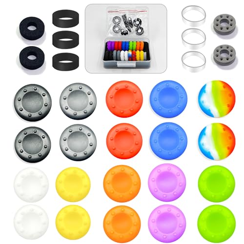ZHI-NYLLDJS 30 Pieces Controller Thumb Grips for PS5/4,Controller Thumb Caps for Xbox,Joystick Stick Grip for Switch1/2 Pro Controller,Precision Rings&amp;Thumb caps Set(E&amp;F)
