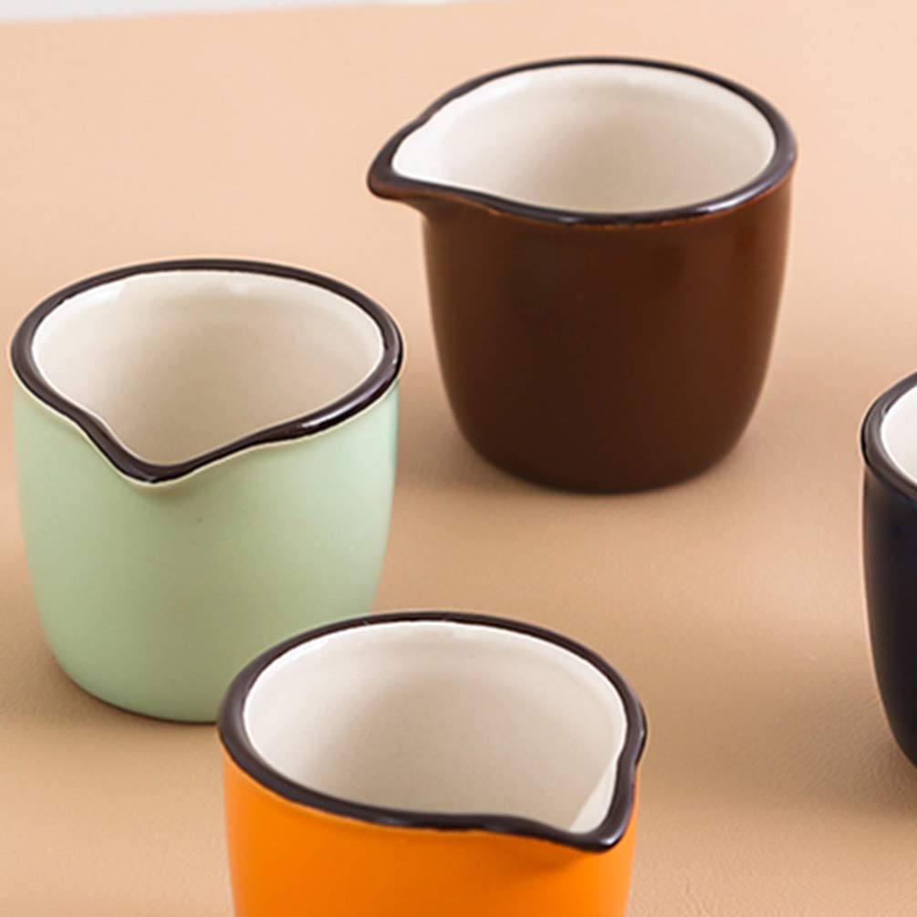 Lot de 2 Mini Pots à crème en céramique pour café Lait 40 ML pichet de Service pichet à Sauce pichet à Lait pour la Cuisine Couleur aléatoire,Brun