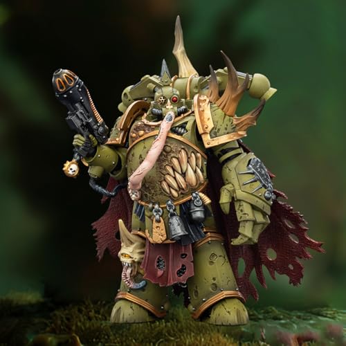Image of JOYTOY Warhammer 40K Death Guard Plague Marine Champion with Plasma Pistol and Power Fist Action Figures Collectible Model Birthday Gifts JT03592-4.8inch
