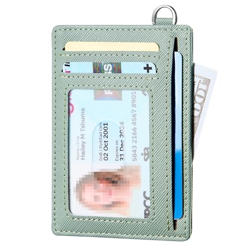Image of Mayski Slim Wallet, Credit Card Holder for Women, Minimalist Front Pocket RFID Blocking Card Cases, Small Wallet Women Men(Cross Green)